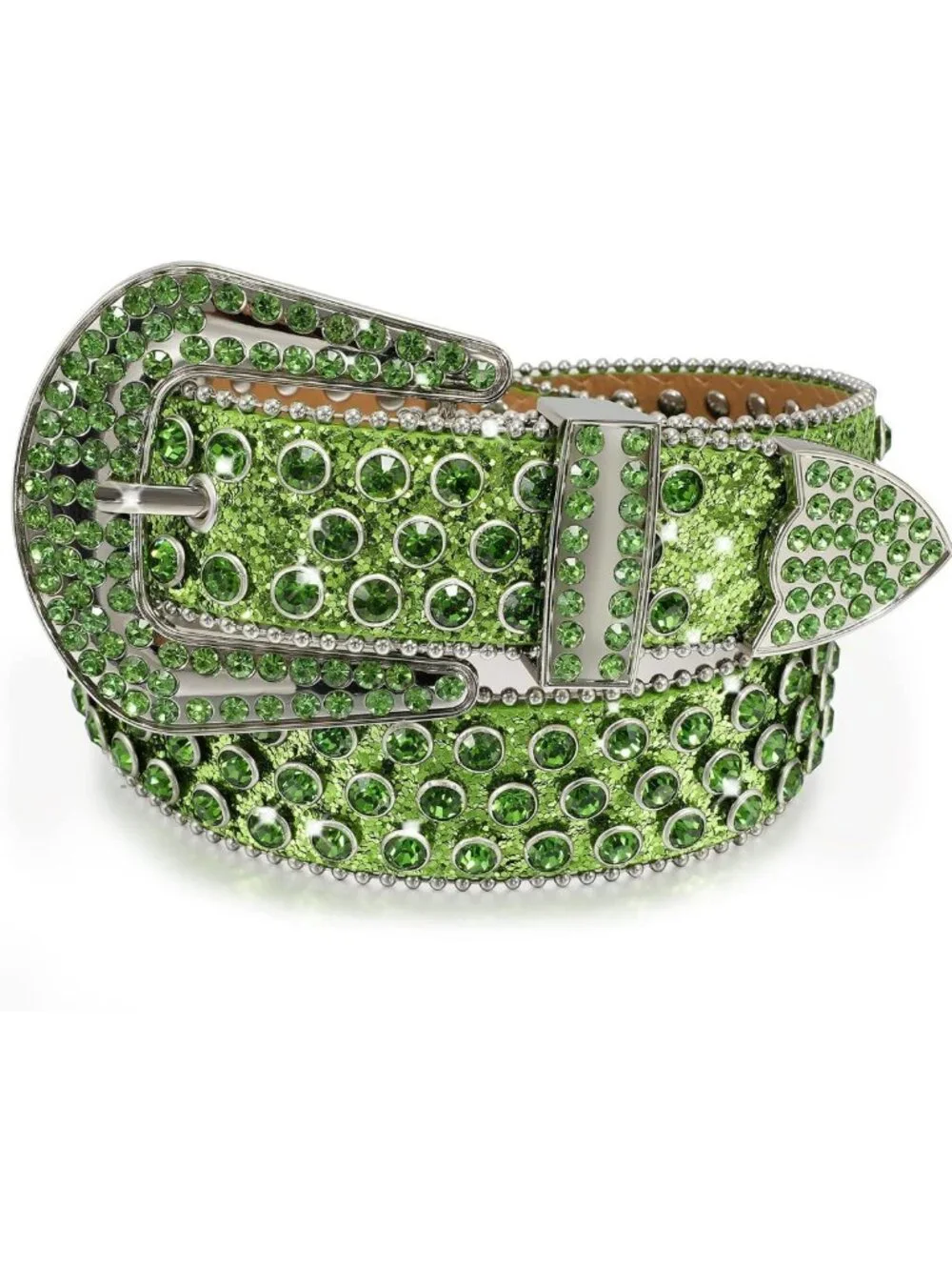 Rhinestone Bling Western Cowgirl Belt - Studded Leather Waist Belt for Jeans